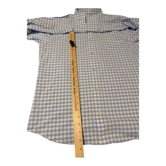 Mizzen + Main Trim Fit Gingham Blue White Long Sleeve Button Down Size Large DO1 - Picture 5 of 6